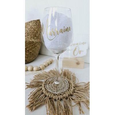 Verre à Vin Gravé "Marraine Préférée" - Verre Cristal 520 Ml - Design Ergonomique Sans Pied - Idéal Cadeau Anniversaire, Fête Des Mères, Noël
