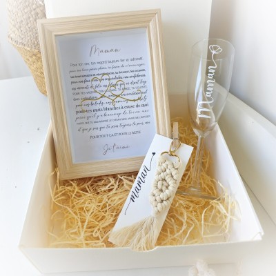 Coffret fête des mères cadre, flute, macramé