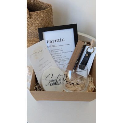Coffret demande parrain avec verre à rhum ou whisky