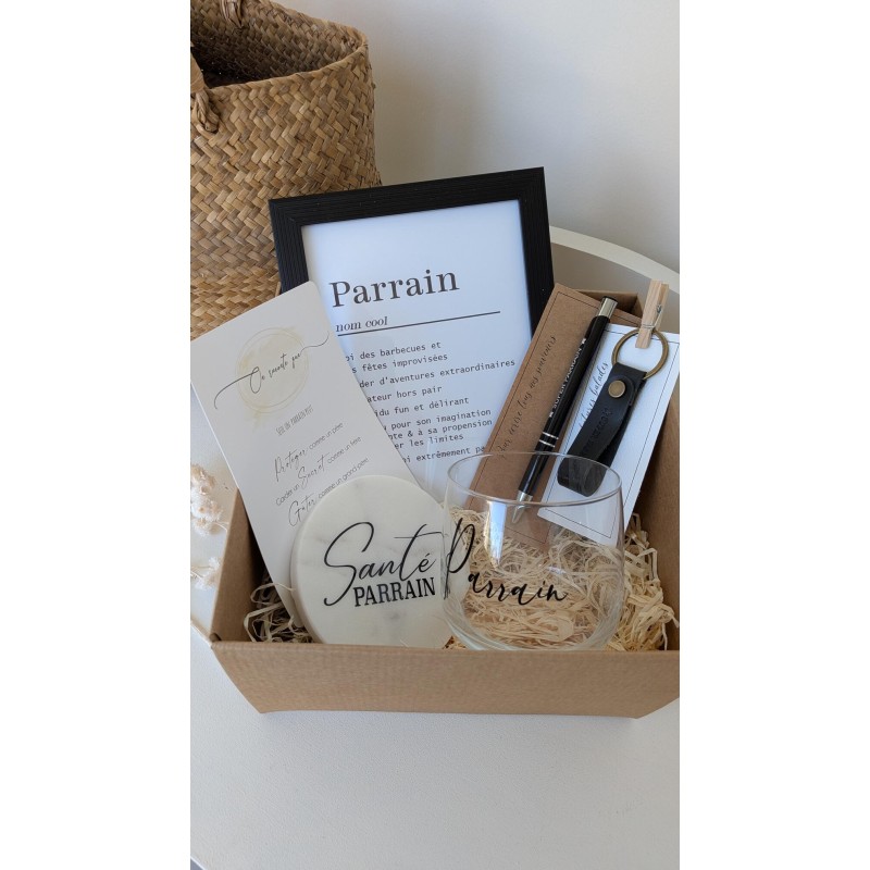 Coffret demande parrain avec verre à rhum ou whisky