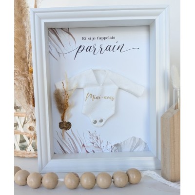 Cadre demande originale Parrain Mini-nous avec mini-body imprimé - Thème floral