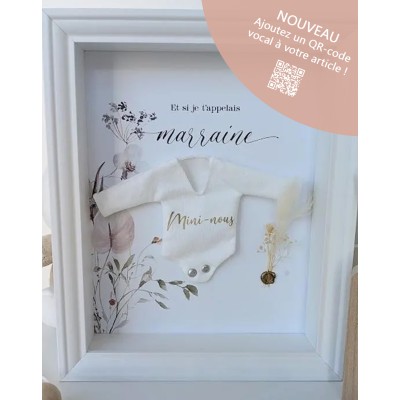 Cadre demande Marraine Mini-nous avec mini body en tissu
