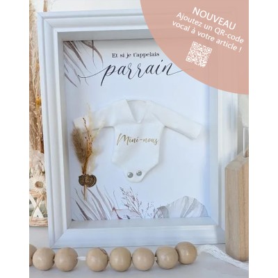 Cadre demande originale Parrain Mini-nous avec mini-body imprimé - Thème floral