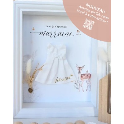 Cadre demande Marraine Mini-nous avec mini-robe imprimée - Thème petit faon